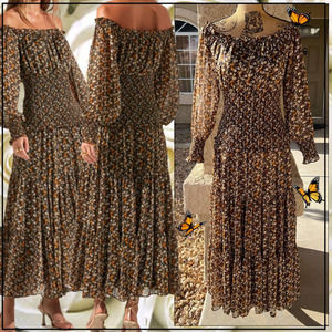 Astr The Label EMBREY Floral Off Shoulder Maxi Dress Size: L NWT